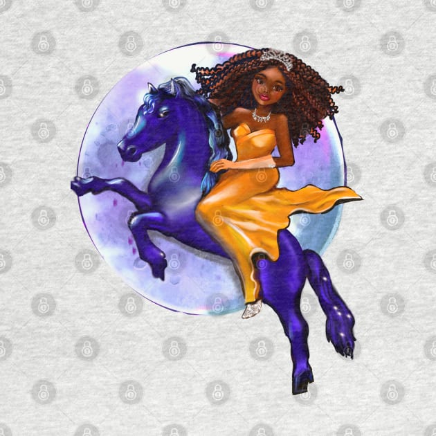 Royal Black queen Melanin Black woman anime girl princess on horse ! moon black girl with Afro hair in braids,dark brown skin by Artonmytee